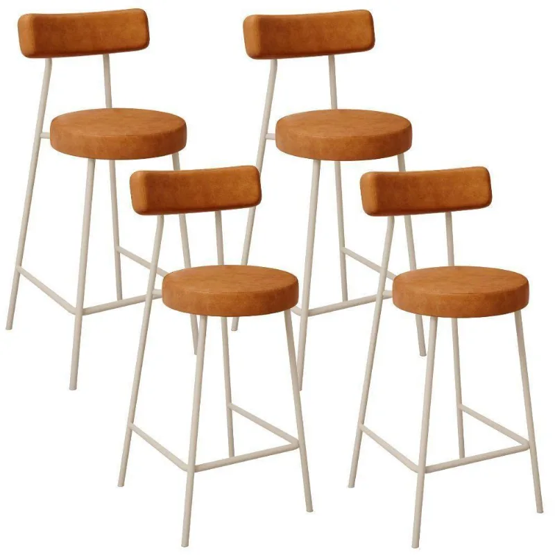 Kit 04 Banquetas Baixa Cozinha Sala Jantar Bancada Milão Arena L02 Couríssimo Canela - Lyam Decor