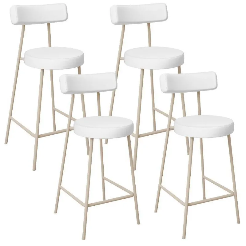 Kit 04 Banquetas Baixa Cozinha Sala Jantar Bancada Milão Arena L02 Facto Branco - Lyam Decor