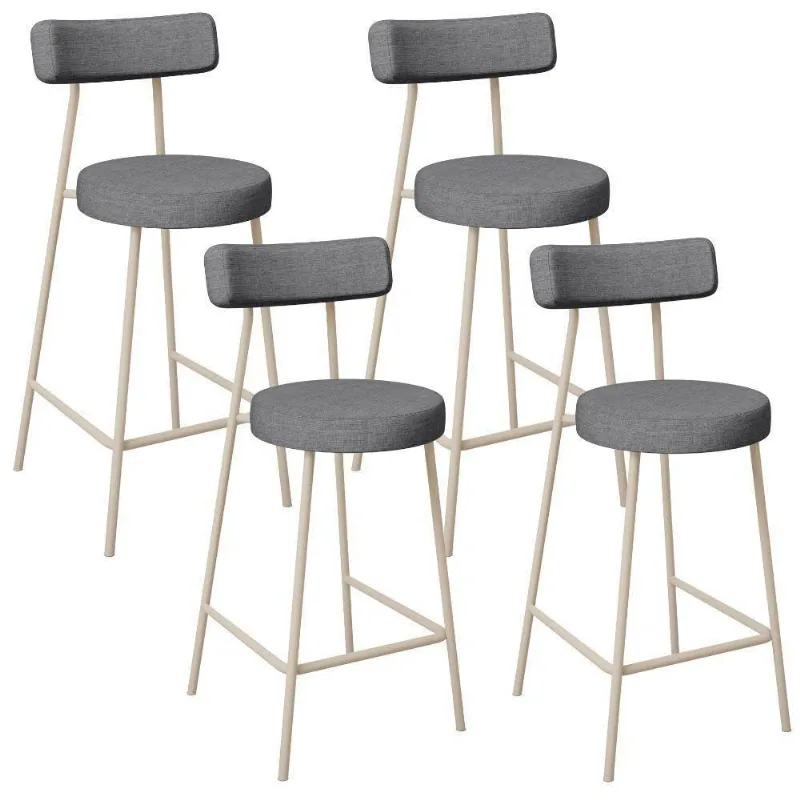 Kit 04 Banquetas Baixa Cozinha Sala Jantar Bancada Milão Arena L02 Linho Cinza Escuro - Lyam Decor