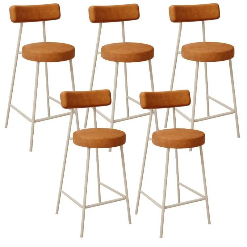 Kit 05 Banquetas Baixa Cozinha Sala Jantar Bancada Milão Arena L02 Couríssimo Canela - Lyam Decor