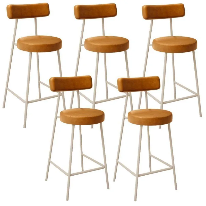 Kit 05 Banquetas Baixa Cozinha Sala Jantar Bancada Milão Arena L02 Couríssimo Whisky - Lyam Decor