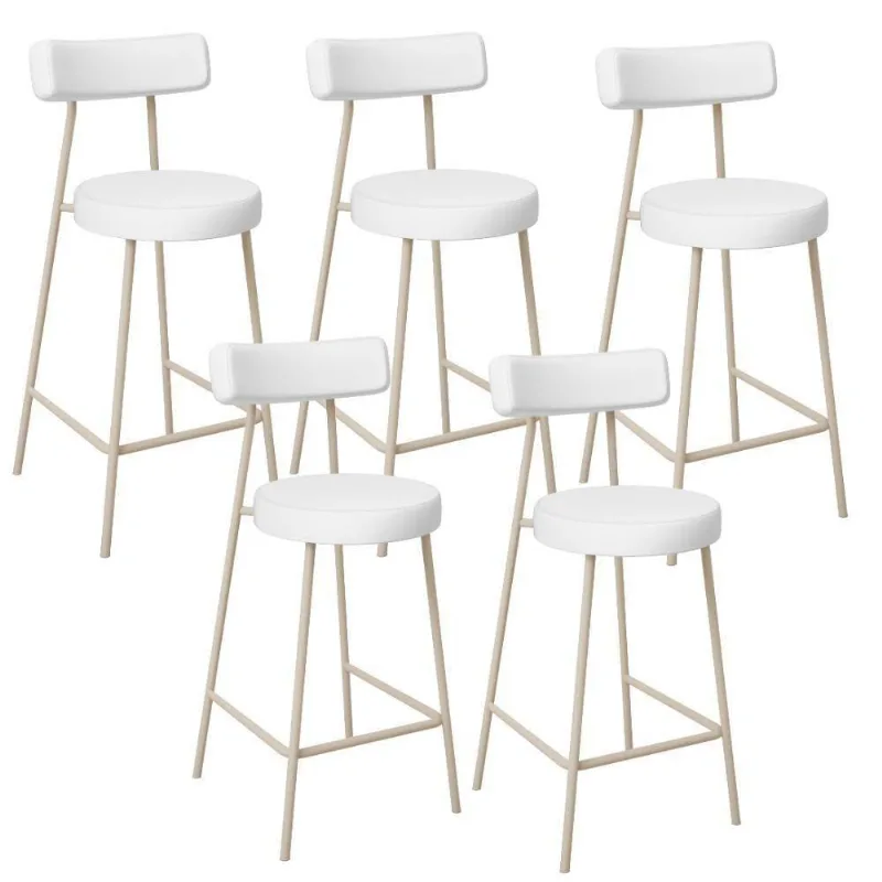 Kit 05 Banquetas Baixa Cozinha Sala Jantar Bancada Milão Arena L02 Facto Branco - Lyam Decor