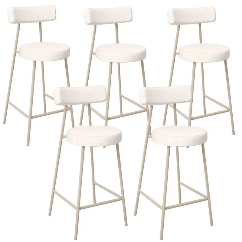 Kit 05 Banquetas Baixa Cozinha Sala Jantar Bancada Milão Arena L02 Linho Cru - Lyam Decor