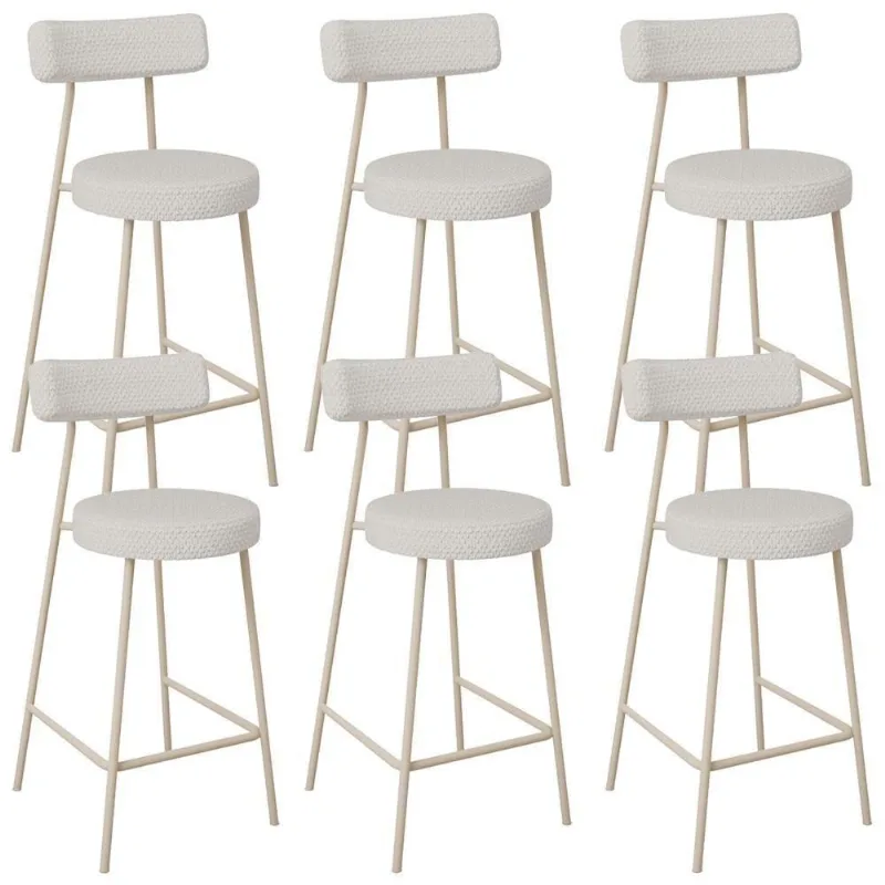 Kit 06 Banquetas Baixa Cozinha Sala Jantar Bancada Milão Arena L02 Bouclê Cru - Lyam Decor
