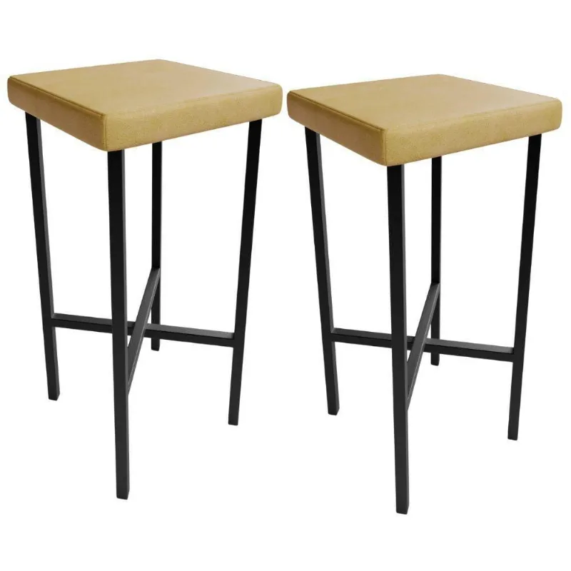 Kit 02 Banquetas Alta Bar Cozinha Sala De Jantar Preto Stella L02 Couríssimo Fendi - Lyam Decor