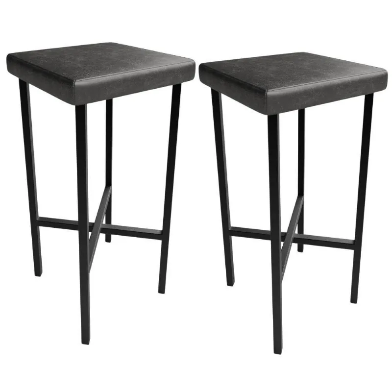 Kit 02 Banquetas Alta Bar Cozinha Sala De Jantar Preto Stella L02 Couríssimo Preto - Lyam Decor