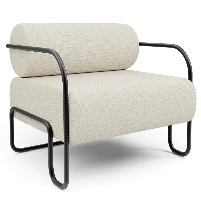 Poltrona Decorativa Pés Industrial Moscou L02 Linho Champagne - Lyam Decor - Lyam Decor