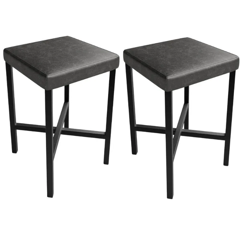 Kit 02 Banquetas Baixa Bar Cozinha Sala De Jantar Preto Stella L02 Couríssimo Preto - Lyam Decor