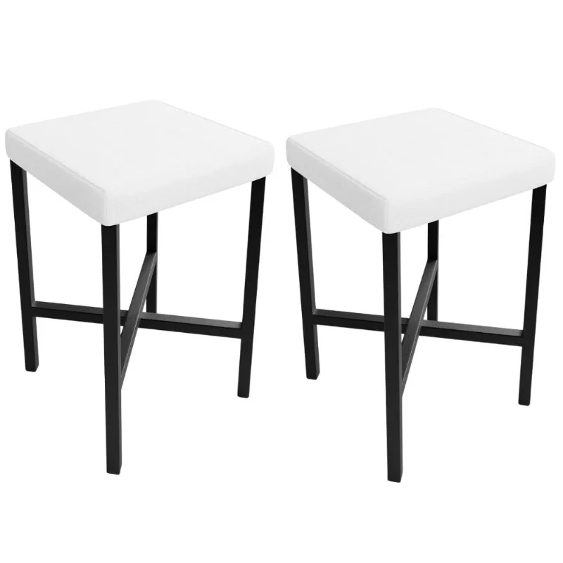 Kit 02 Banquetas Baixa Bar Cozinha Sala De Jantar Preto Stella L02 Facto Branco - Lyam Decor