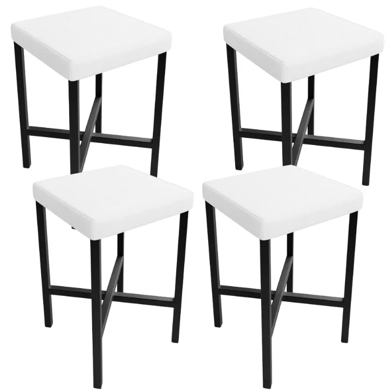 Kit 04 Banquetas Baixa Bar Cozinha Sala De Jantar Preto Stella L02 Facto Branco - Lyam Decor