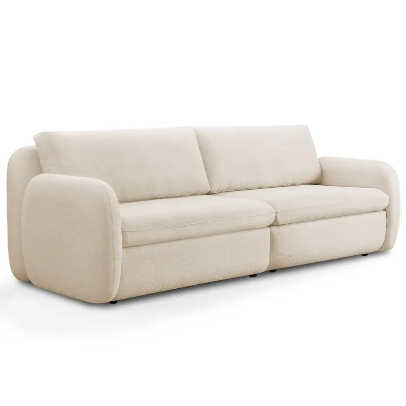 Sofá 3 Lugares Orgânico Sala de Estar Living 236cm Eliot F04 Linho Tramado Creme - Lyam Decor - Lyam Decor