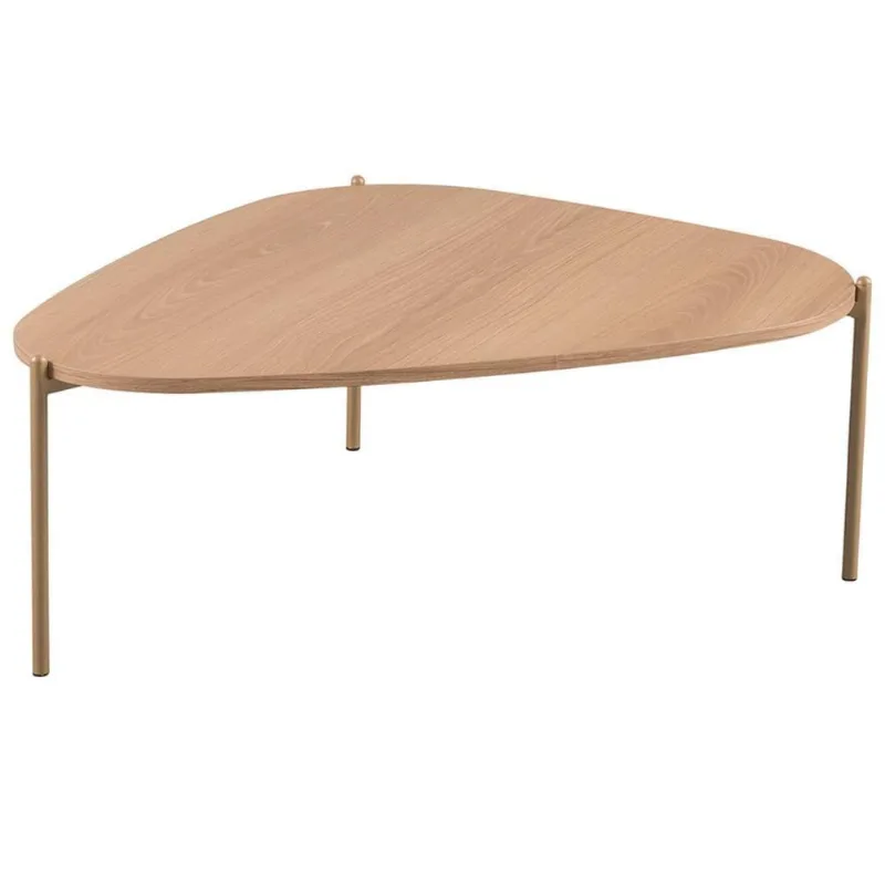 Mesa De Centro Para Sala De Estar Pés Metálicos Baixa Adek A03 Hanover Dourado - Lyam Decor