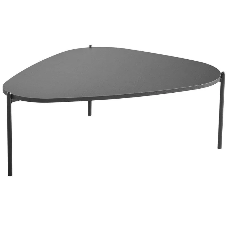 Mesa De Centro Para Sala De Estar Pés Metálicos Baixa Adek A03 Nero Preto - Lyam Decor