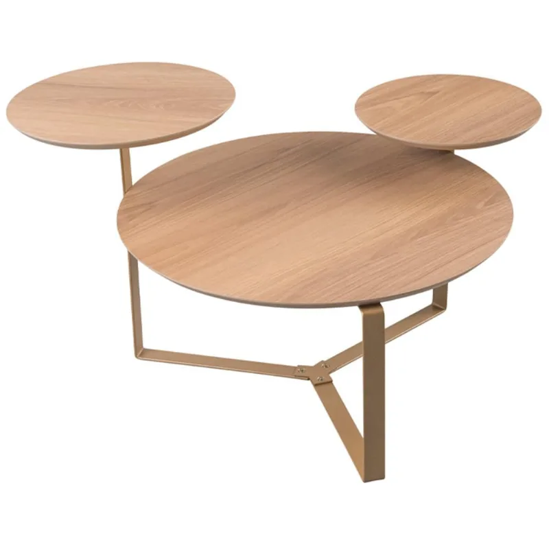 Mesa de Centro Para Sala de Estar 3 em 1 Pés Metálicos Dari A03 Hanover Dourado - Lyam Decor - Lyam Decor