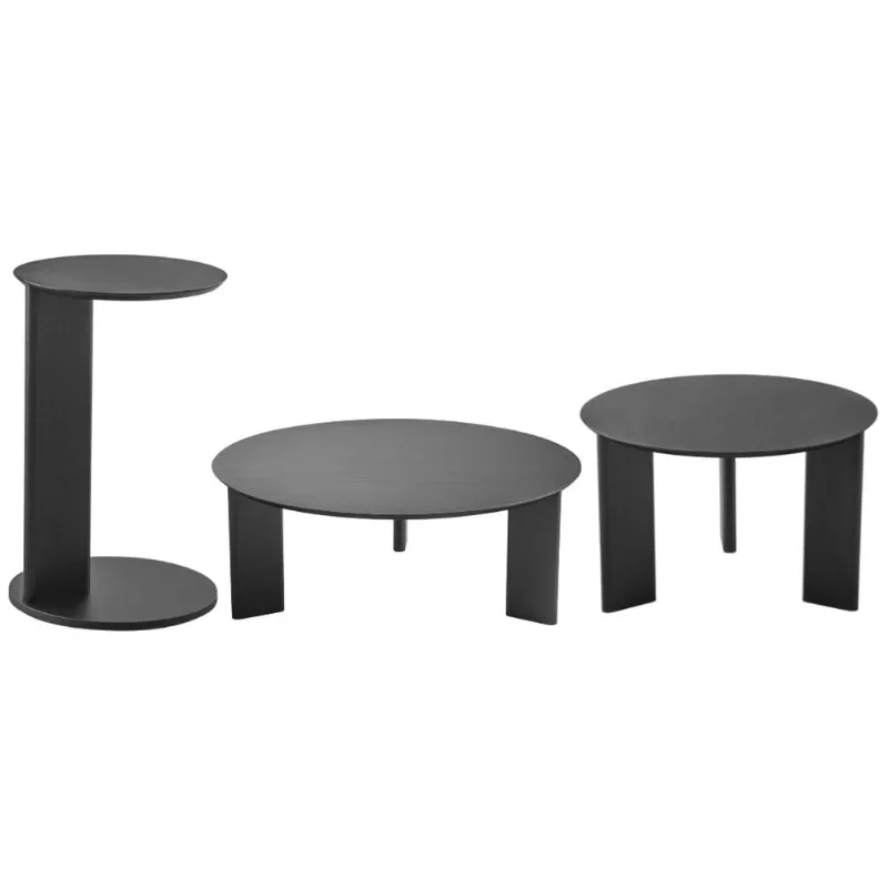 Kit 02 Mesas de Centro e 01 Mesa Lateral Pés Madeira Bulat A03 Nero Preto - Lyam Decor - Lyam Decor