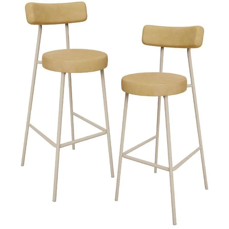 Kit 02 Banquetas Alta Bar Cozinha Sala De Jantar Aço Milão Arena L02 Couríssimo Fendi - Lyam Decor - Lyam Decor