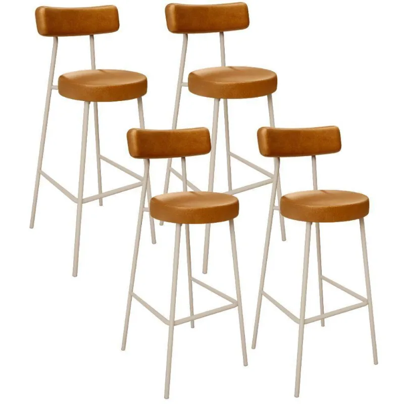 Kit 04 Banquetas Alta Bar Cozinha Sala De Jantar Aço Milão Arena L02 Couríssimo Whisky - Lyam Decor
