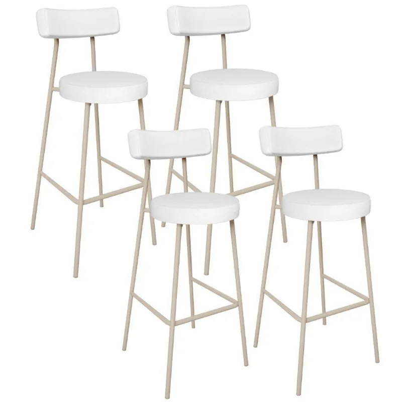 Kit 04 Banquetas Alta Bar Cozinha Sala De Jantar Aço Milão Arena L02 Facto Branco - Lyam Decor