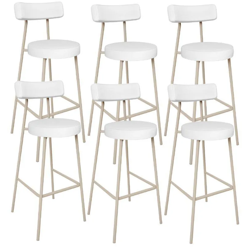 Kit 06 Banquetas Alta Bar Cozinha Sala De Jantar Aço Milão Arena L02 Facto Branco - Lyam Decor - Lyam Decor