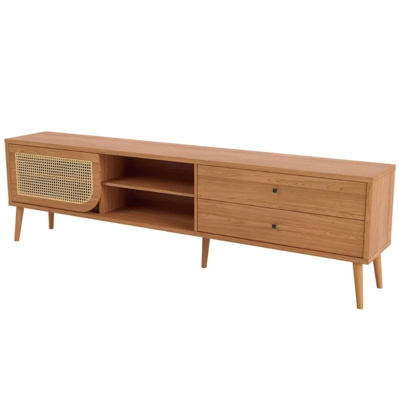 Rack Para Sala de Estar TV 60 Pol Porta Tela Natural 220cm Core D03 Freijó - Lyam Decor - Lyam Decor