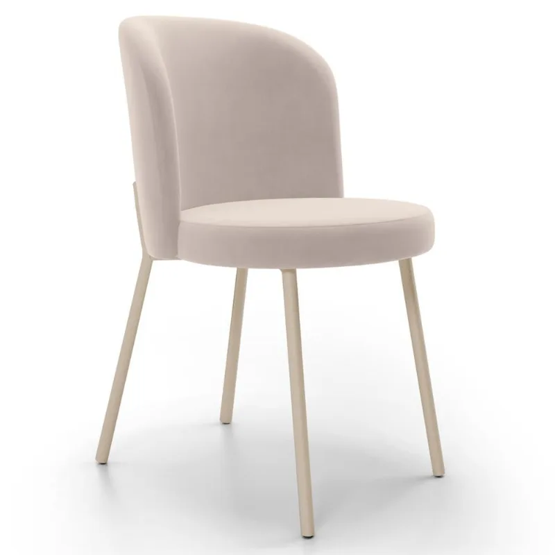 Cadeira Para Sala de Jantar Cozinha Estofada Gavi Arena L02 Suede Bege - Lyam Decor - Lyam Decor