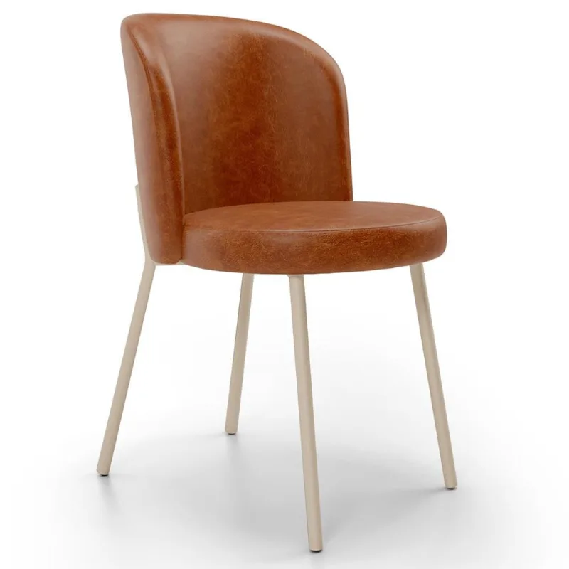 Cadeira Para Sala de Jantar Cozinha Estofada Gavi Arena L02 Couríssimo Camel - Lyam Decor - Lyam Decor