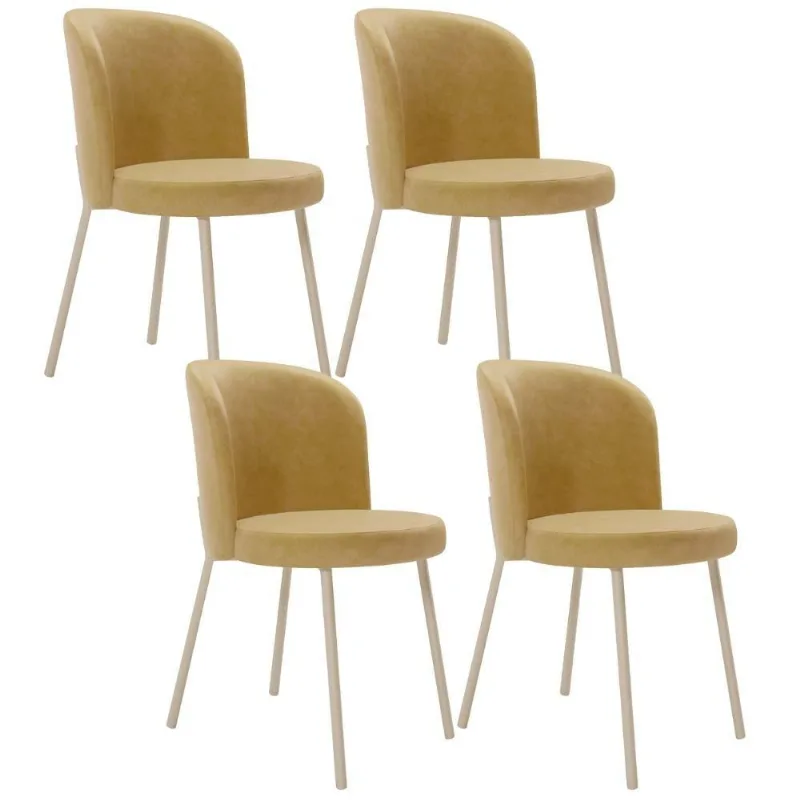 Kit 4 Cadeiras Sala de Jantar Estofada Gavi Arena L02 Couríssimo Fendi - Lyam Decor - Lyam Decor