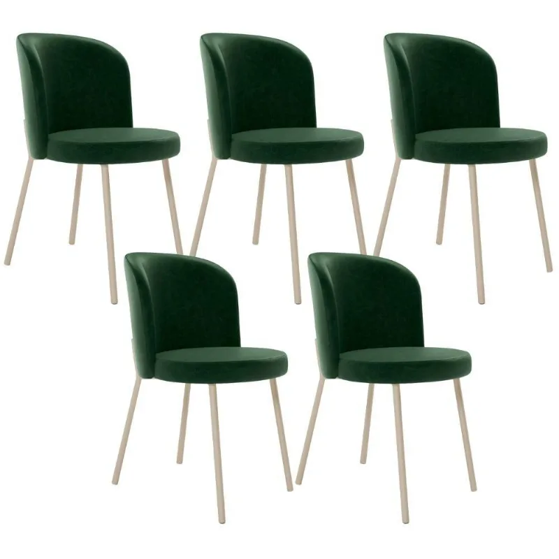 Kit 5 Cadeiras Sala de Jantar Estofada Gavi Arena L02 Couríssimo Verde Musgo - Lyam Decor - Lyam Decor