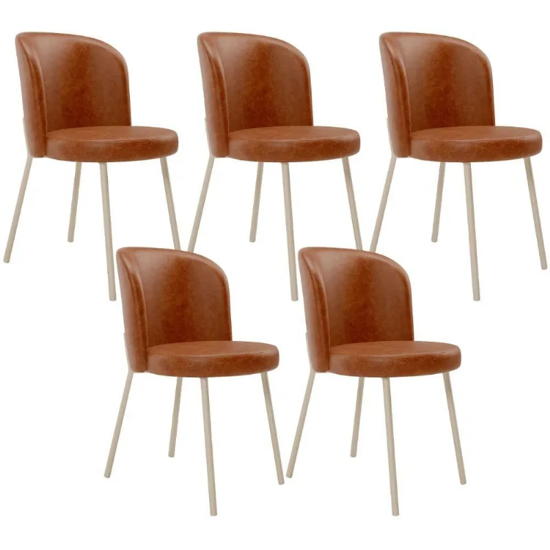 Kit 5 Cadeiras Sala de Jantar Estofada Gavi Arena L02 Couríssimo Camel - Lyam Decor - Lyam Decor