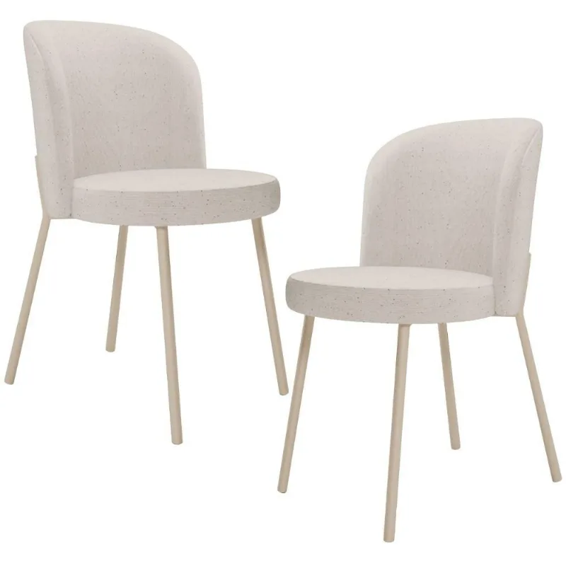 Kit 2 Cadeiras Sala de Jantar Estofada Gavi Arena L02 Linho Cru - Lyam Decor - Lyam Decor