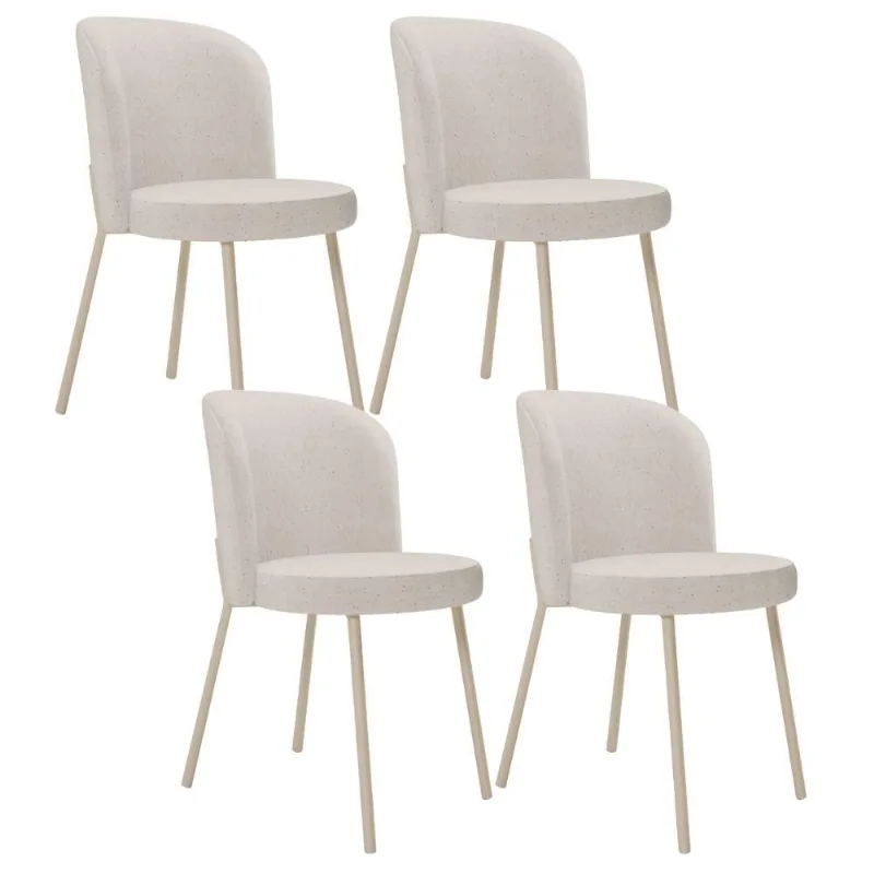 Kit 4 Cadeiras Sala de Jantar Estofada Gavi Arena L02 Linho Cru - Lyam Decor - Lyam Decor