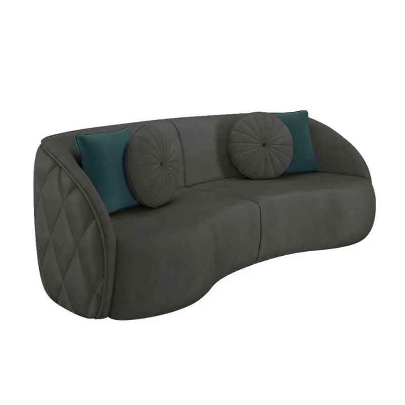 Sofá 4 Lugares Para Sala Living Olimpo 318 cm M03 Veludo Cinza Escuro - Lyam Decor - Lyam Decor