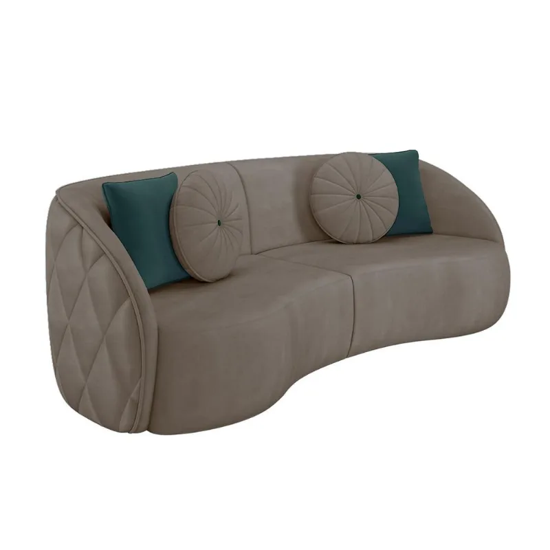 Sofá 4 Lugares Para Sala Living Olimpo 318 cm M03 Veludo Bege Escuro - Lyam Decor - Lyam Decor