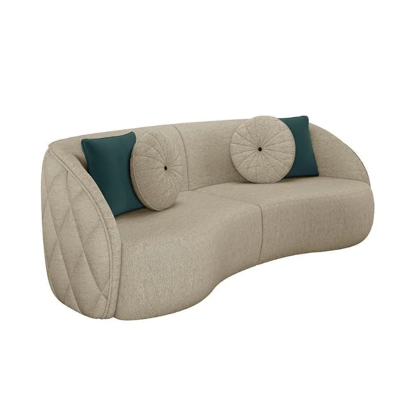 Sofá 4 Lugares Para Sala Living Olimpo 318 Cm M03 Linho Bege Lyam Decor - Lyam Decor