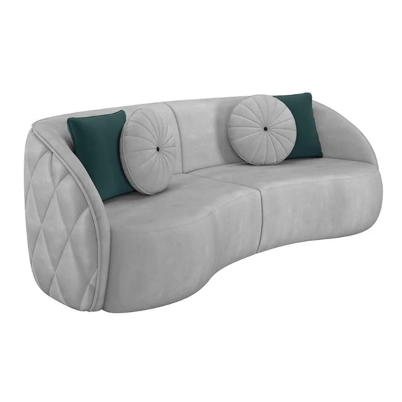 Sofá 3 Lugares Para Sala Living Olimpo 288 Cm M03 Veludo Cinza Claro Lyam Decor - Lyam Decor