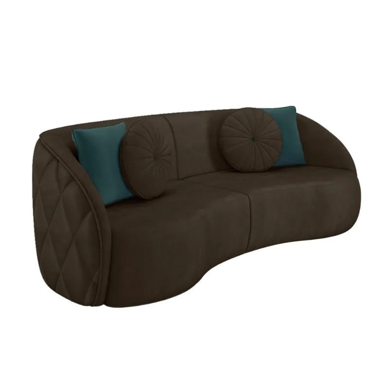 Sofá 3 Lugares Para Sala Living Olimpo 240 cm M03 Veludo Marrom - Lyam Decor - Lyam Decor
