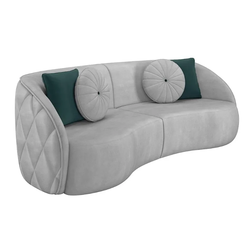 Sofá 3 Lugares Para Sala Living Olimpo 240 cm M03 Veludo Cinza Claro - Lyam Decor - Lyam Decor