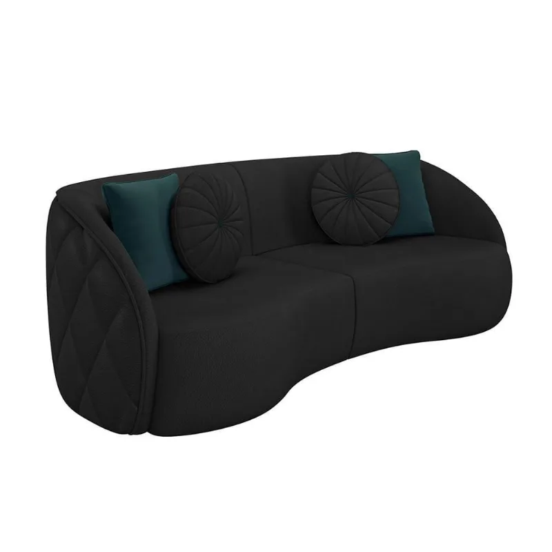 Sofá 3 Lugares Para Sala Living Olimpo 240 Cm M03 Couríssimo Preto Lyam Decor - Lyam Decor