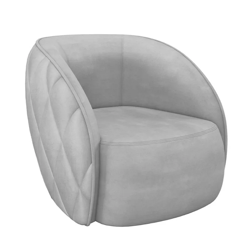 Poltrona Decorativa Para Sala Living Olimpo M03 Veludo Cinza Claro - Lyam Decor - Lyam Decor