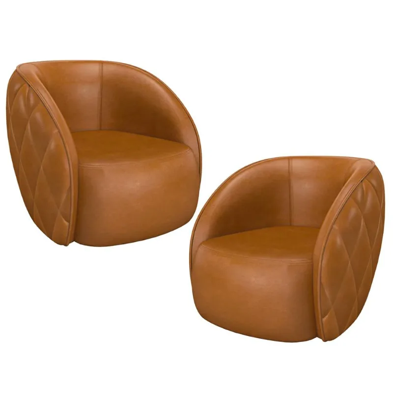 Kit 02 Poltronas Decorativa Para Sala Living Olimpo M03 Couríssimo Whisky - Lyam Decor - Lyam Decor