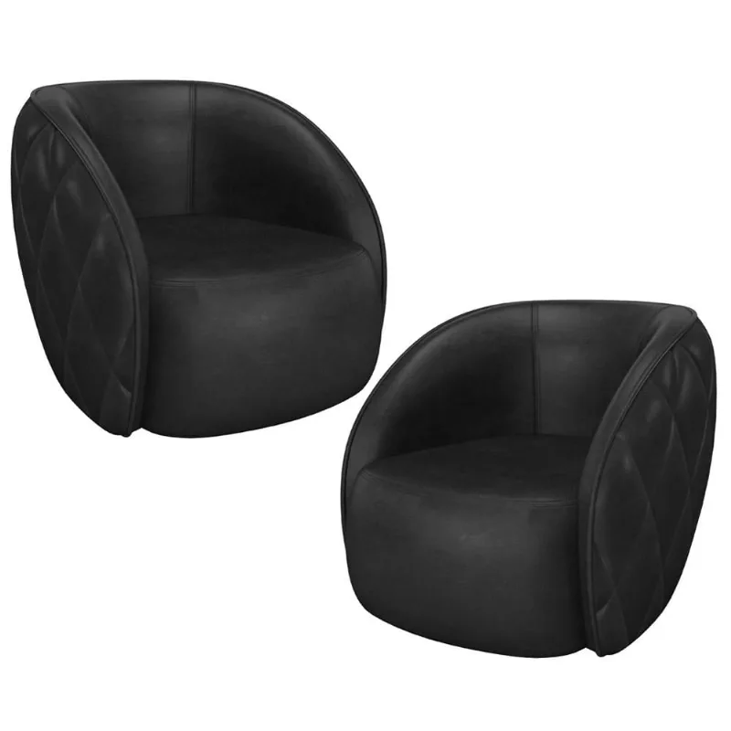 Kit 02 Poltronas Decorativa Para Sala Living Olimpo M03 Couríssimo Preto - Lyam Decor - Lyam Decor