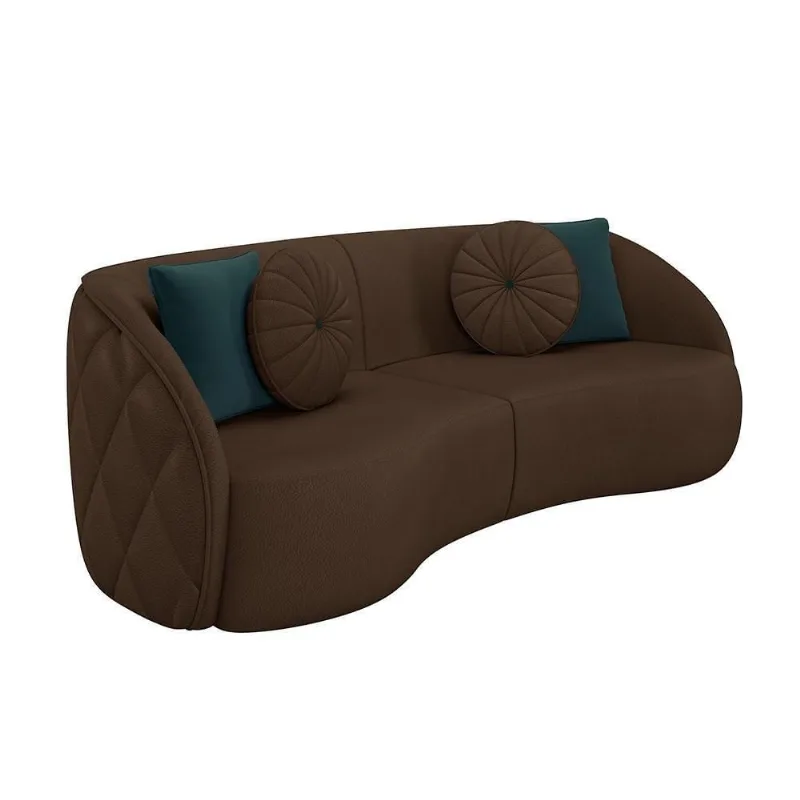 Sofá 4 Lugares Para Sala Living Olimpo 318 Cm M03 Couríssimo Marrom Lyam Decor - Lyam Decor