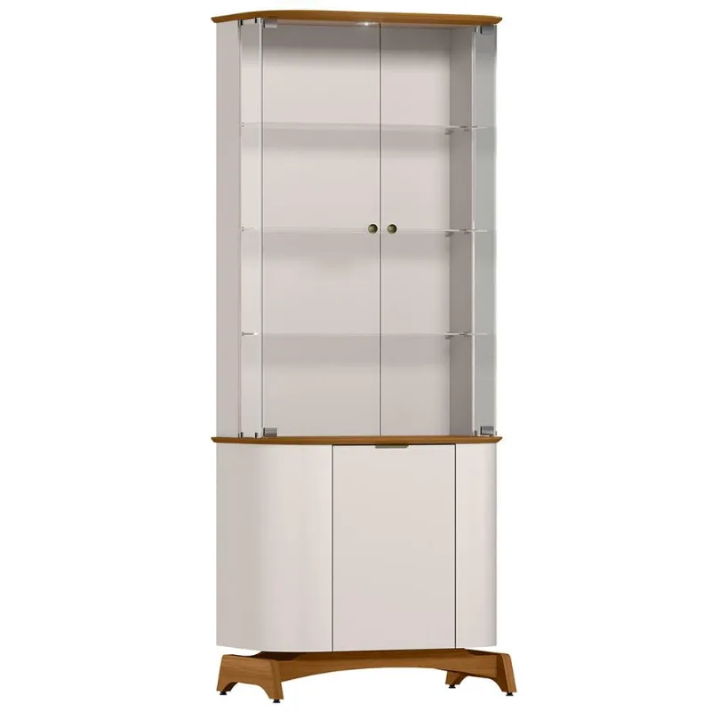 Cristaleira Para Sala de Jantar Bar 3 Portas Verbena N01 Off White Ypê - Lyam Decor - Lyam Decor