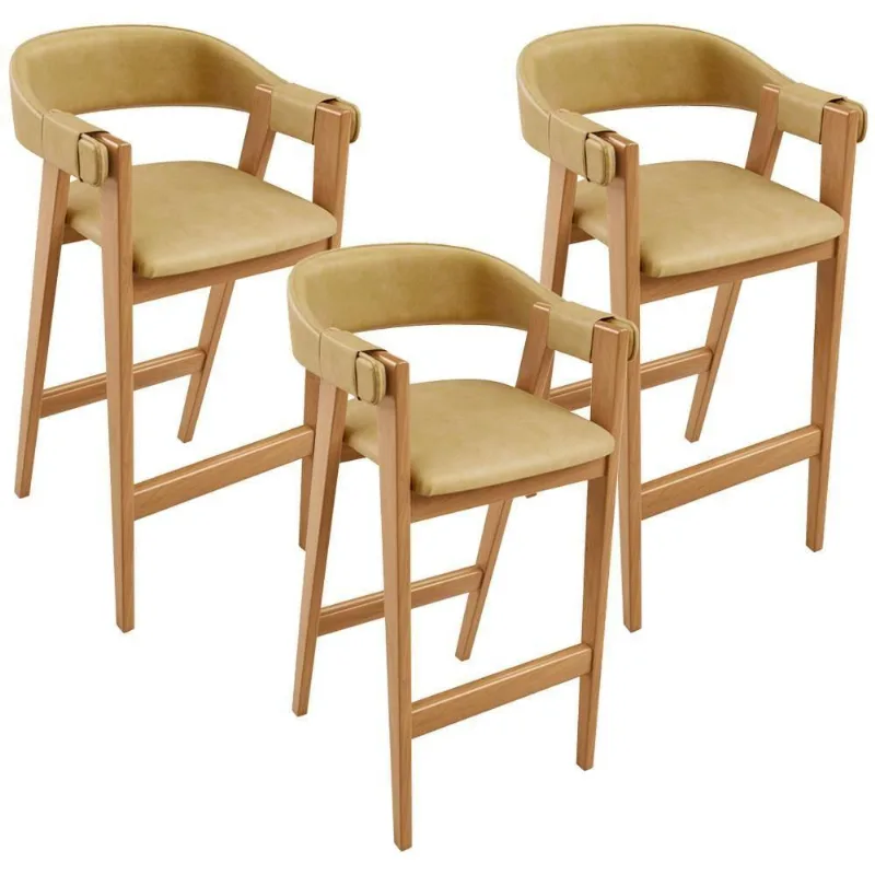 Kit 03 Banquetas Alta Bar Cozinha Sala De Jantar Bar Nadja L02 Couríssimo Fendi - Lyam Decor