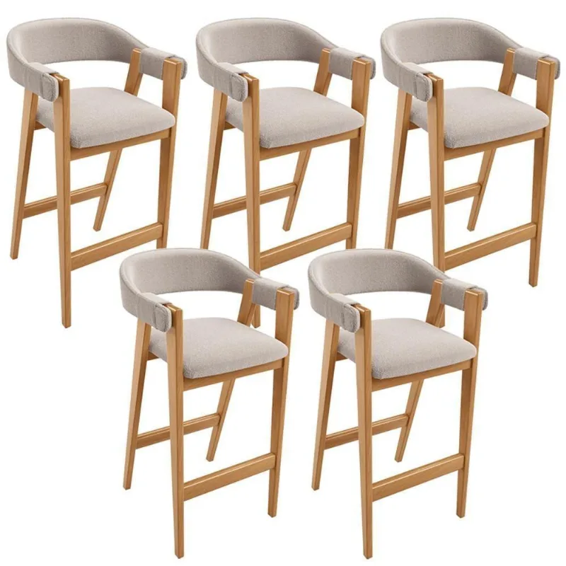 Kit 05 Banquetas Alta Bar Cozinha Sala De Jantar Bar Nadja L02 Bouclê Creme - Lyam Decor