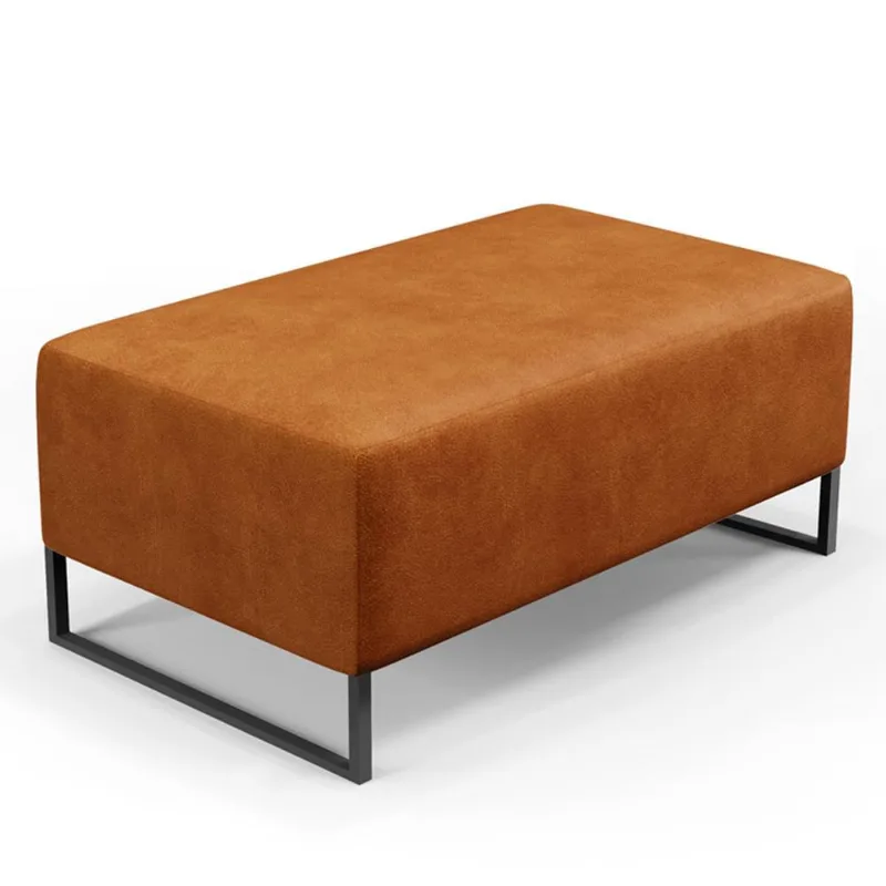 Puff Decorativo Para Sala de Estar Cléo W01 Base de Ferro 90 cm Couríssimo Canela - Lyam Decor - Lyam Decor
