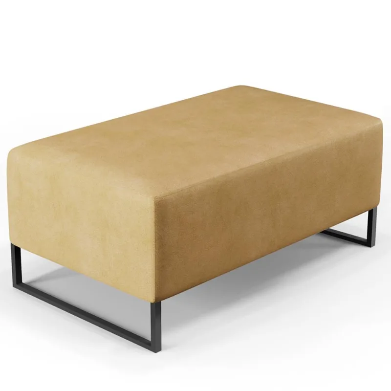 Puff Decorativo Para Sala de Estar Cléo W01 Base de Ferro 90 cm Couríssimo Fendi - Lyam Decor - Lyam Decor