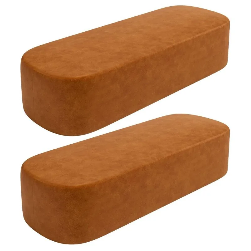Kit 02 Puffs Decorativos Orgânicos Para Living Quarto 160cm Doha W01 Couríssimo Canela - Lyam Decor - Lyam Decor