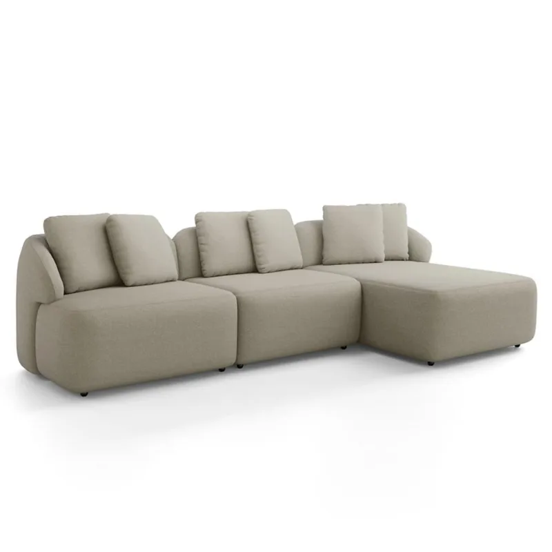 Sofá 4 Lugares com Chaise Direito Sala Living 294cm Arlo F04 Linho Bege - Lyam Decor