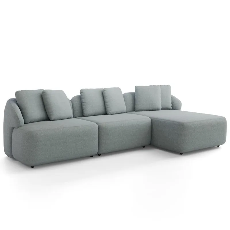 Sofá 4 Lugares Com Chaise Direito Sala Living 294cm Arlo F04 Linho Cinza - Lyam Decor